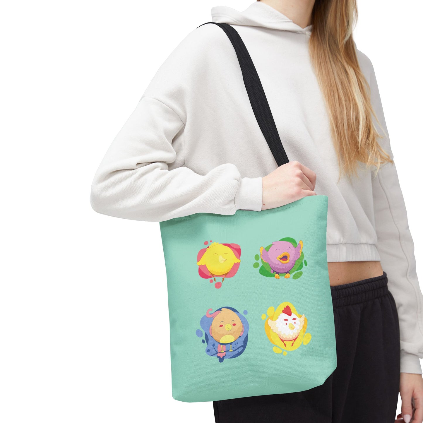 Happy Farm Friends | Cute Chicken & Parrot Tote Bag