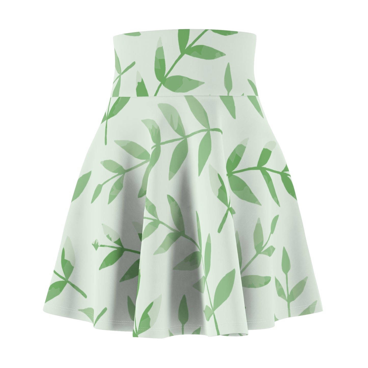 Artistic Leaf Flow | Women’s Skater Skirt with Curved Leaf Pattern