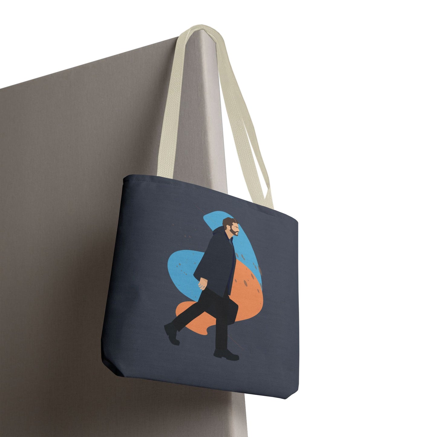 Workday Vibes | Artistic Tote Bag Featuring a Working Man