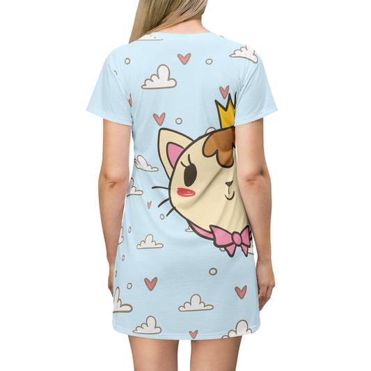 Cute Cat Vibes | Fun T-Shirt Dress for Sweet, Comfy & Playful Style Lovers