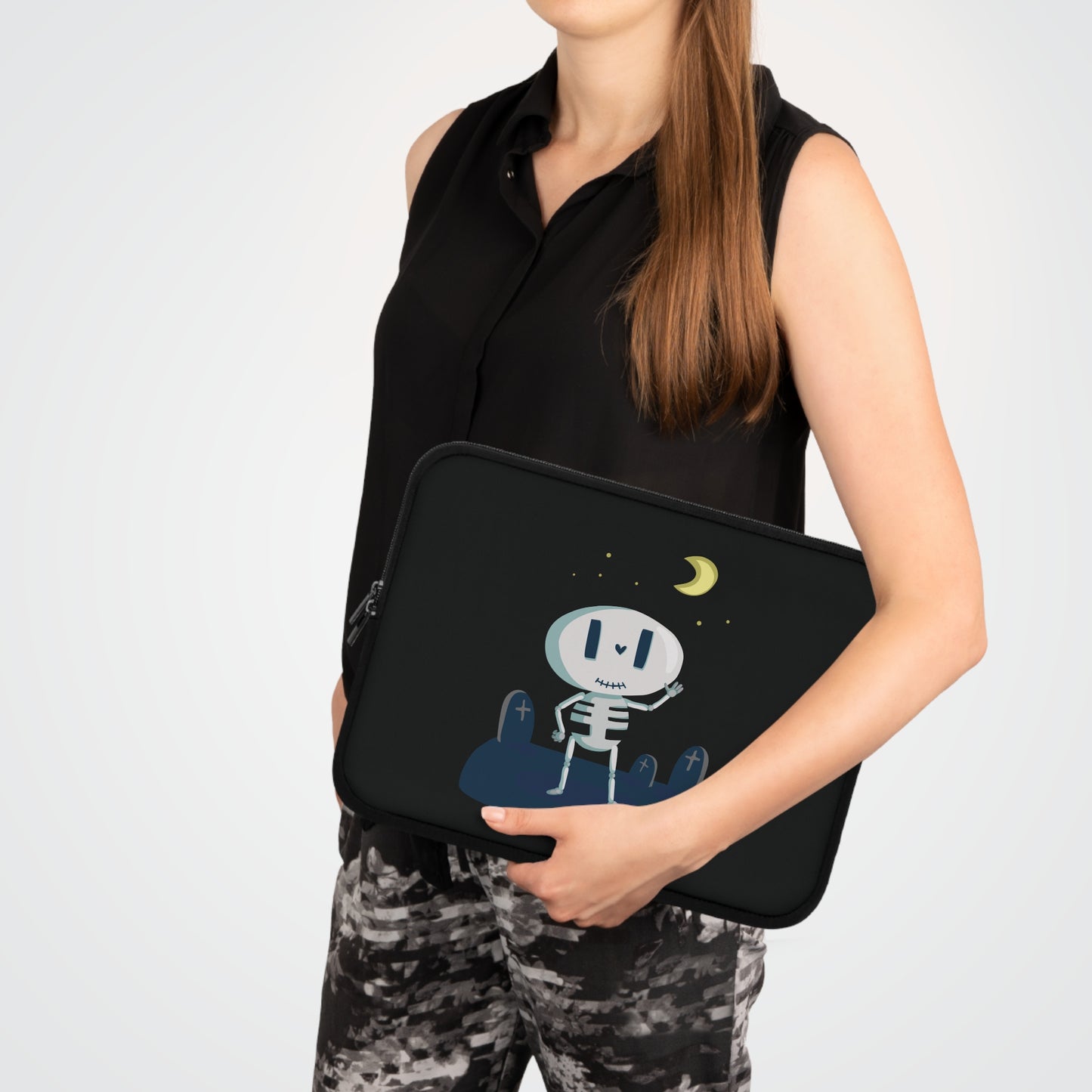 Funny Bones Vibes | Cartoon Skeleton Laptop Sleeve Fun & Playful