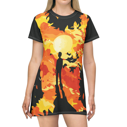 T-Shirt Dress | Burning Flame Within | Bold & Inspiring Streetwear