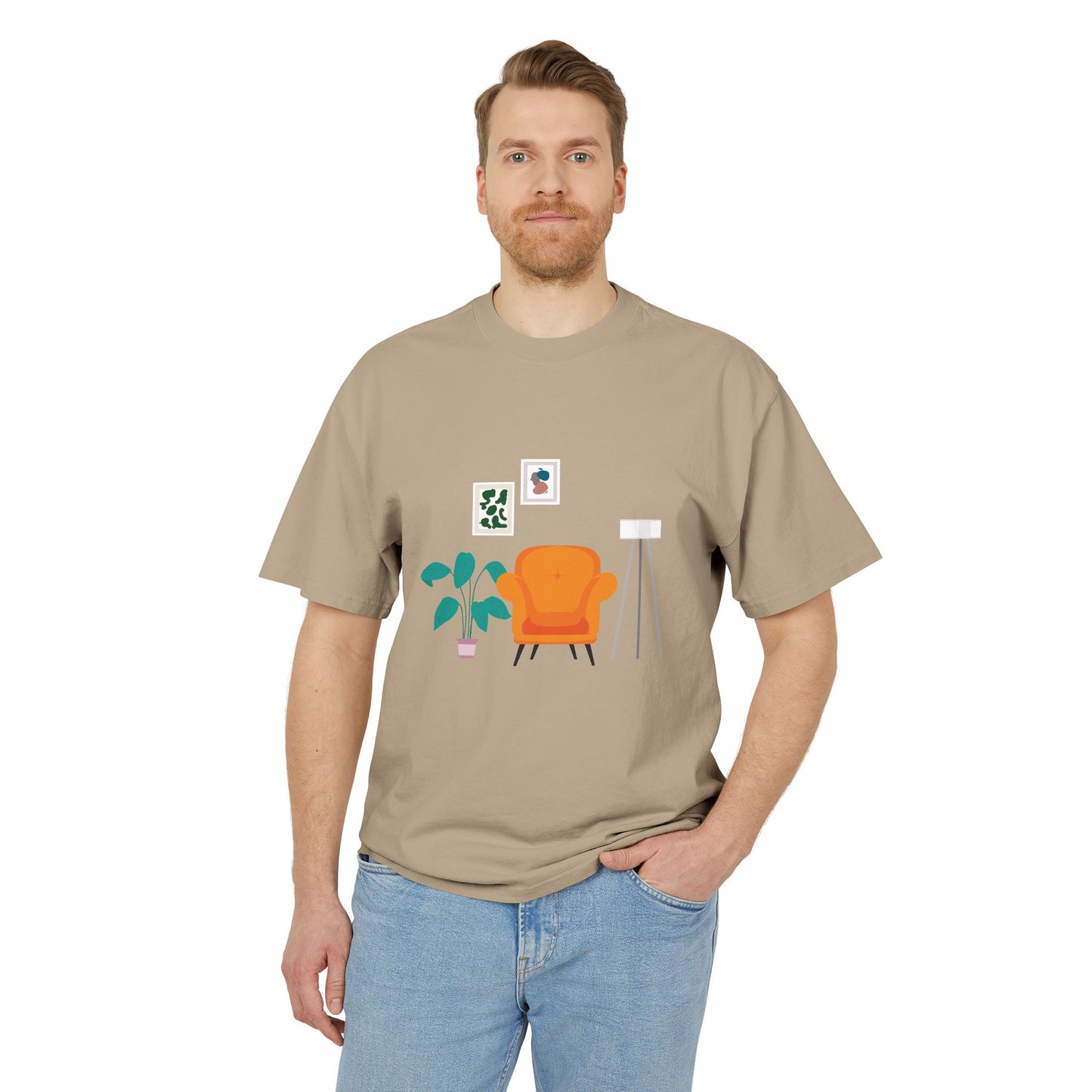 Clean by Nature | Unisex Tee with Minimalist Living Room Print | Tidy – Fresh – Tasteful