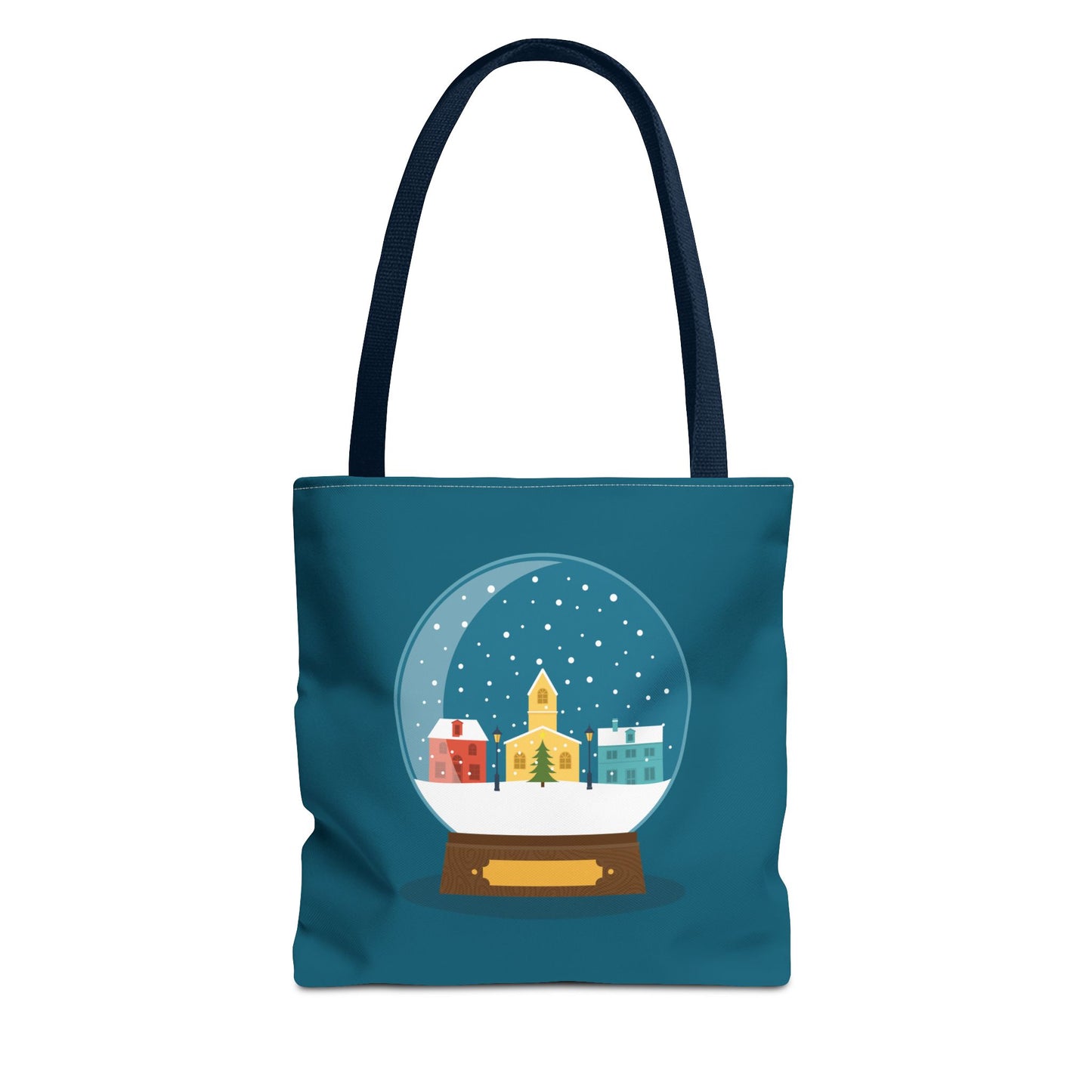 Winter Snow Globe Home | Cozy Winter House Tote Bag with Snow Globe Design