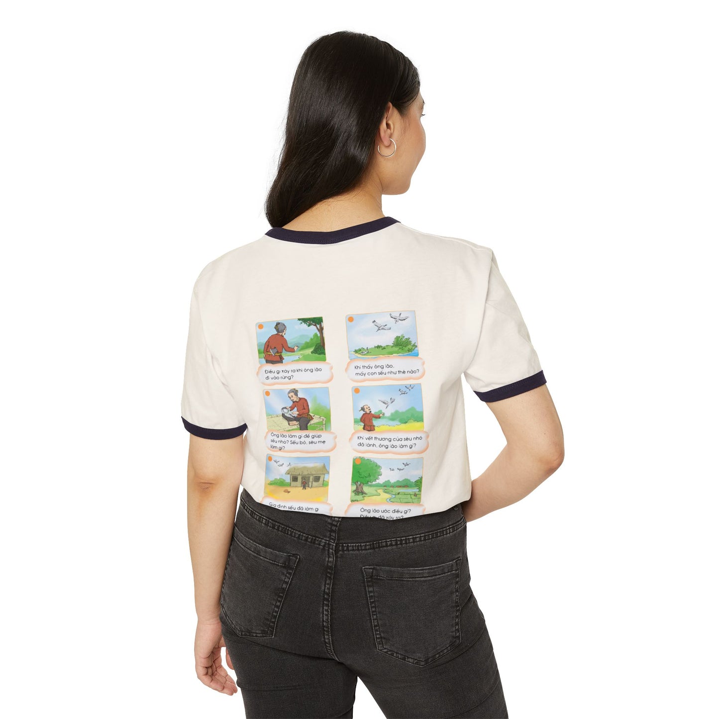Premium Unisex Ringer T-Shirt | Lion and Mouse Friendship