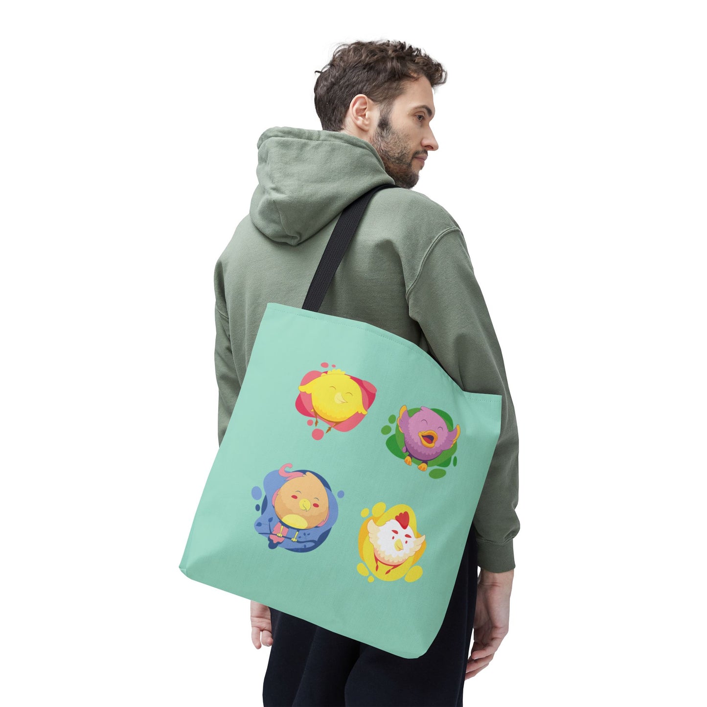 Happy Farm Friends | Cute Chicken & Parrot Tote Bag