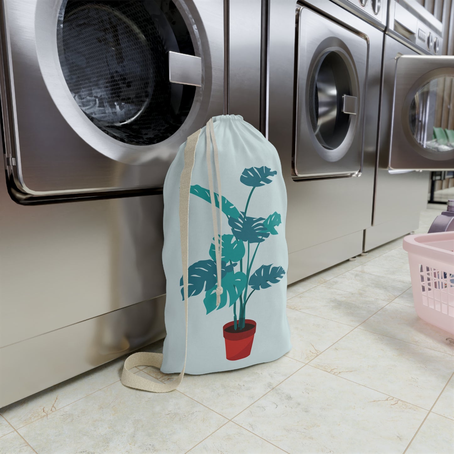 Large Laundry Bag | Green Monstera Plant Design