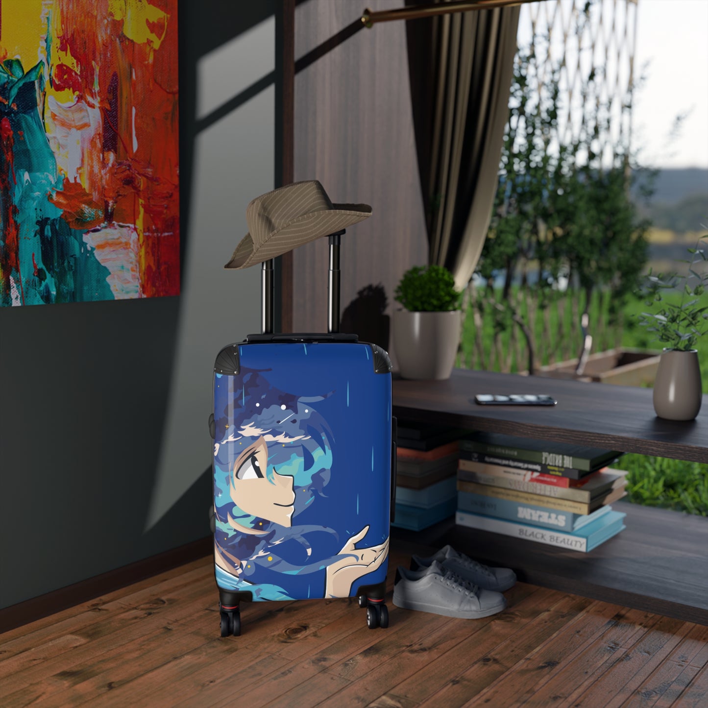 Premium Minimalist Suitcase | Girl in the Rain