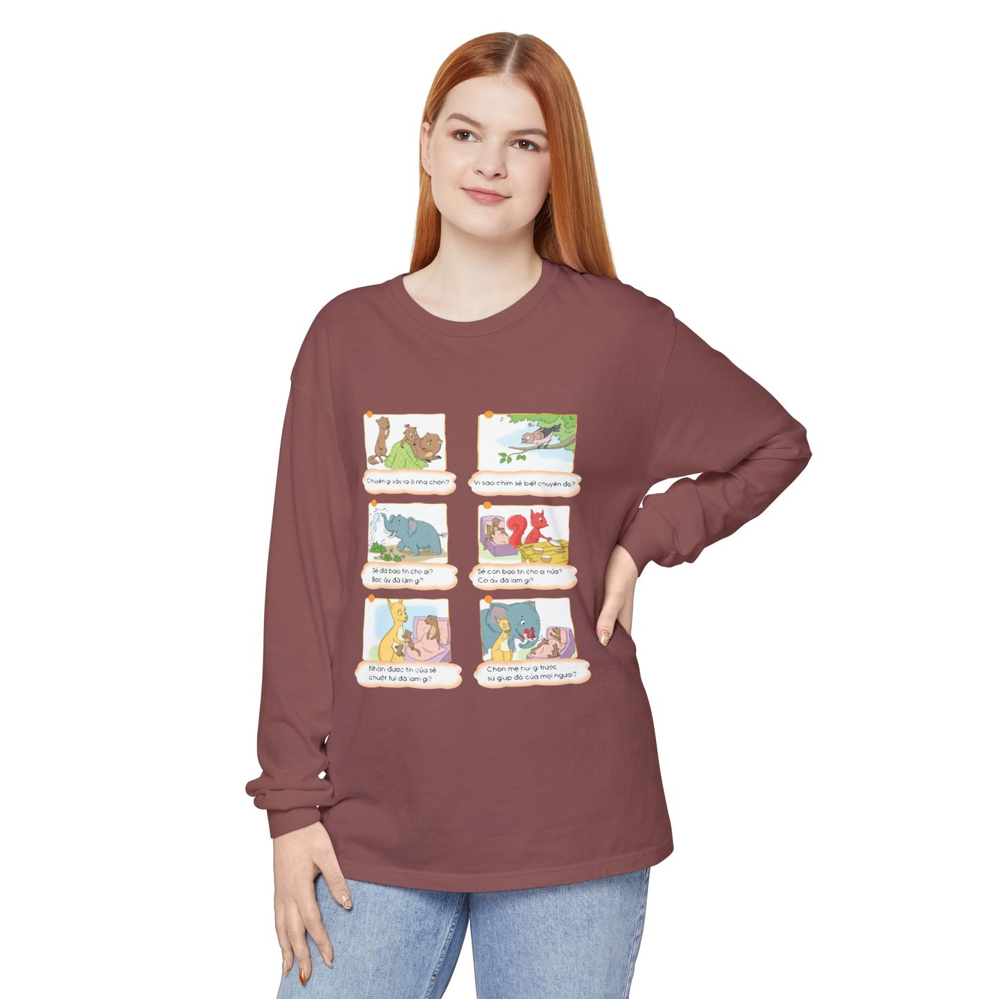Premium Unisex Garment-Dyed Long Sleeve Tee | A Story of Kind Neighbors