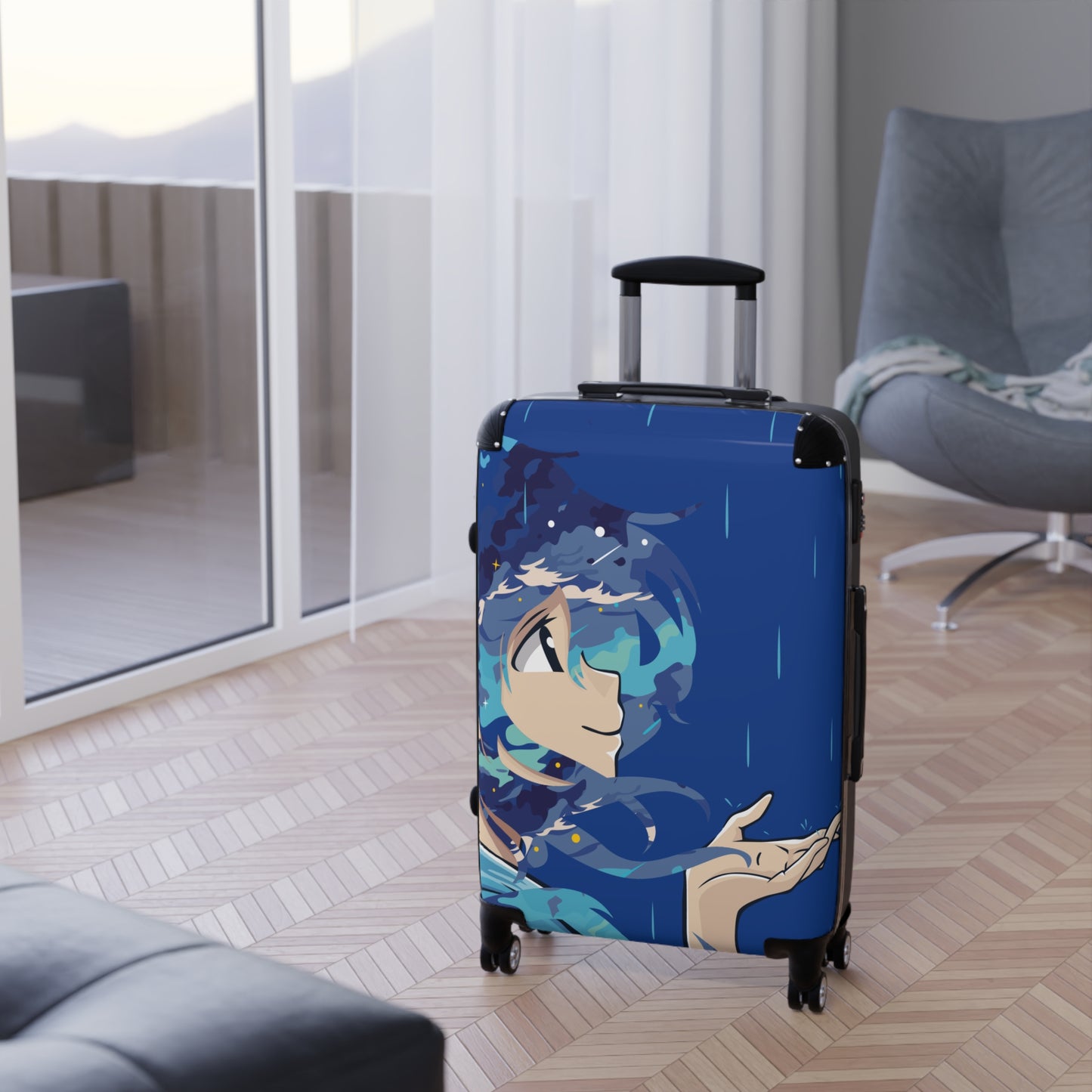 Premium Minimalist Suitcase | Girl in the Rain