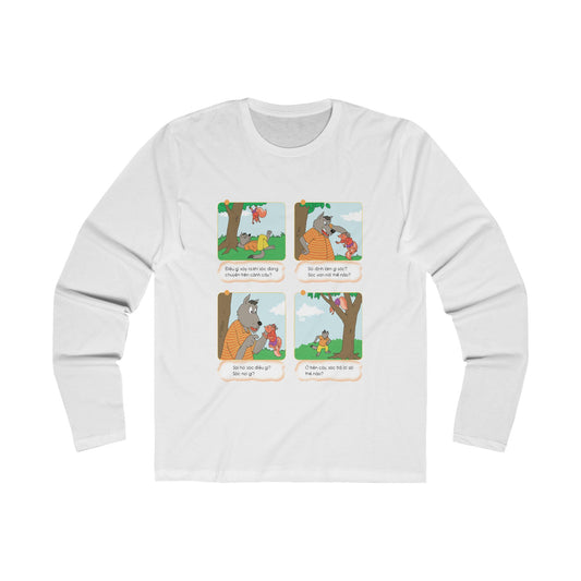 Premium Men's Long Sleeve Tee | Clever Wolf and Squirrel