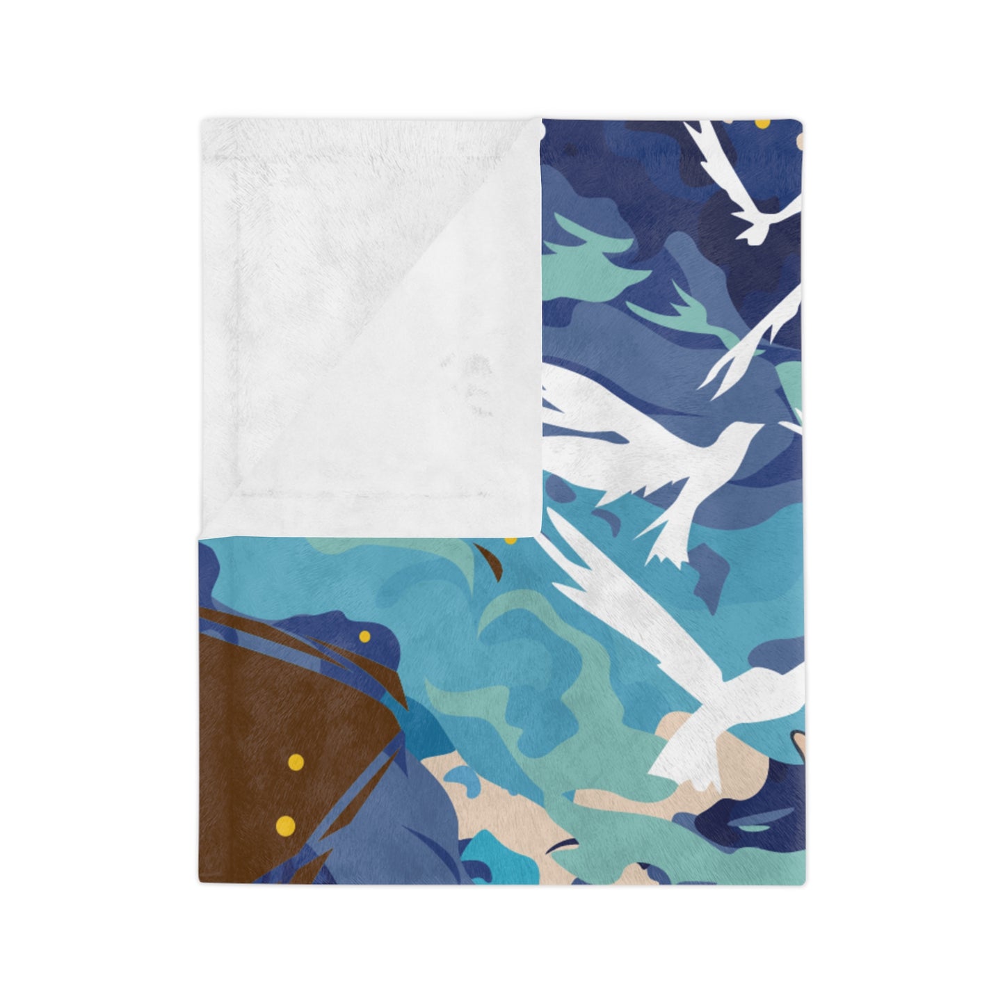 Velveteen Microfiber Blanket | Green-Haired Girl and White Birds