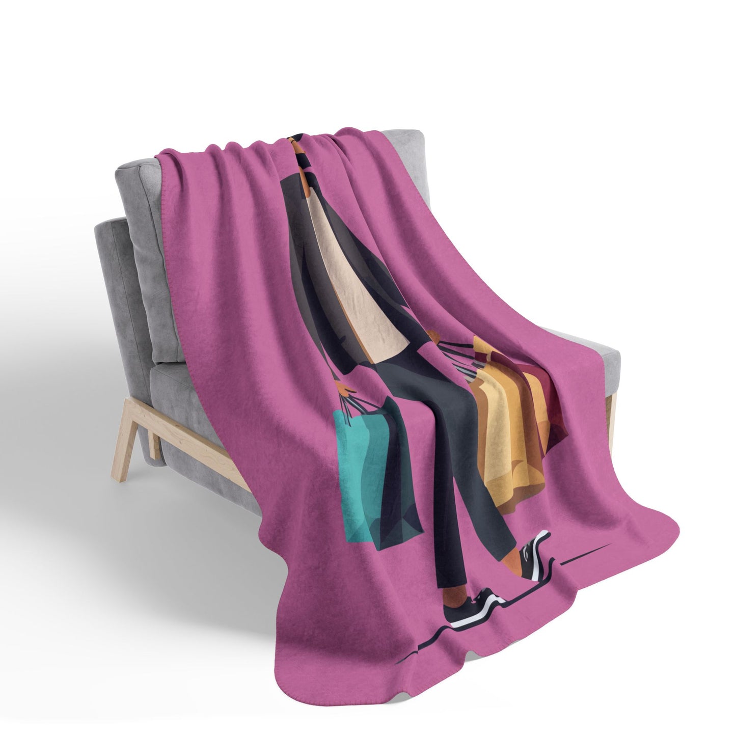 “Shopping Mood” Sherpa Blanket | Fun, Warm, and Stylish