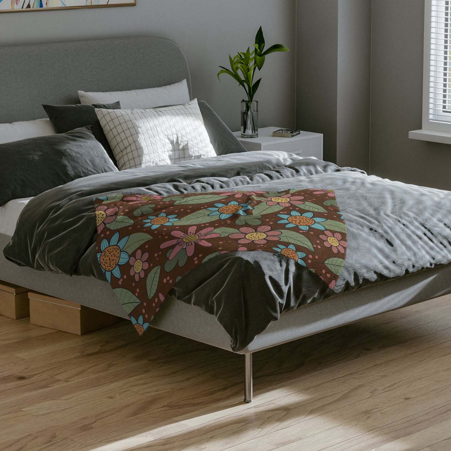 Vintage Fleabane Flower Blanket | Soft Elegance for Your Space