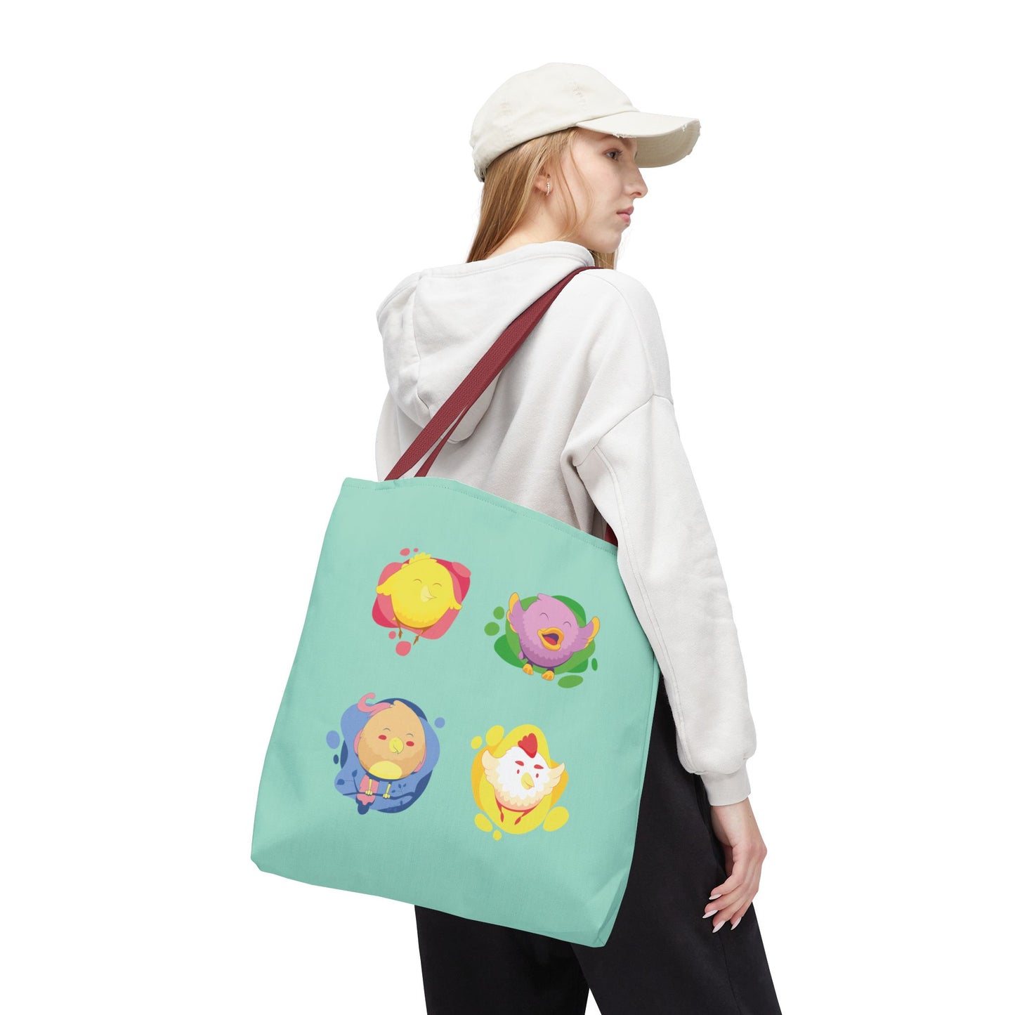Happy Farm Friends | Cute Chicken & Parrot Tote Bag