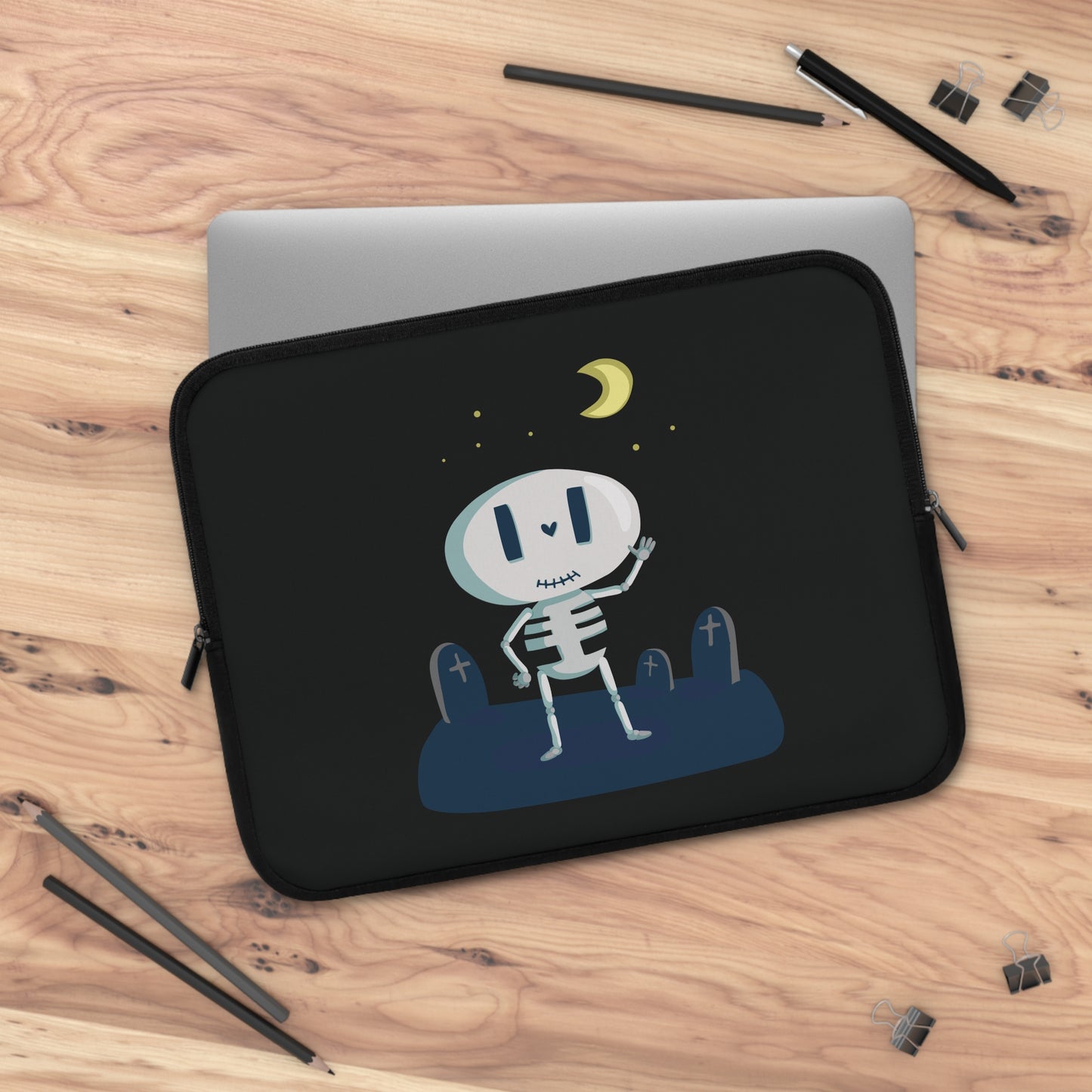 Funny Bones Vibes | Cartoon Skeleton Laptop Sleeve Fun & Playful