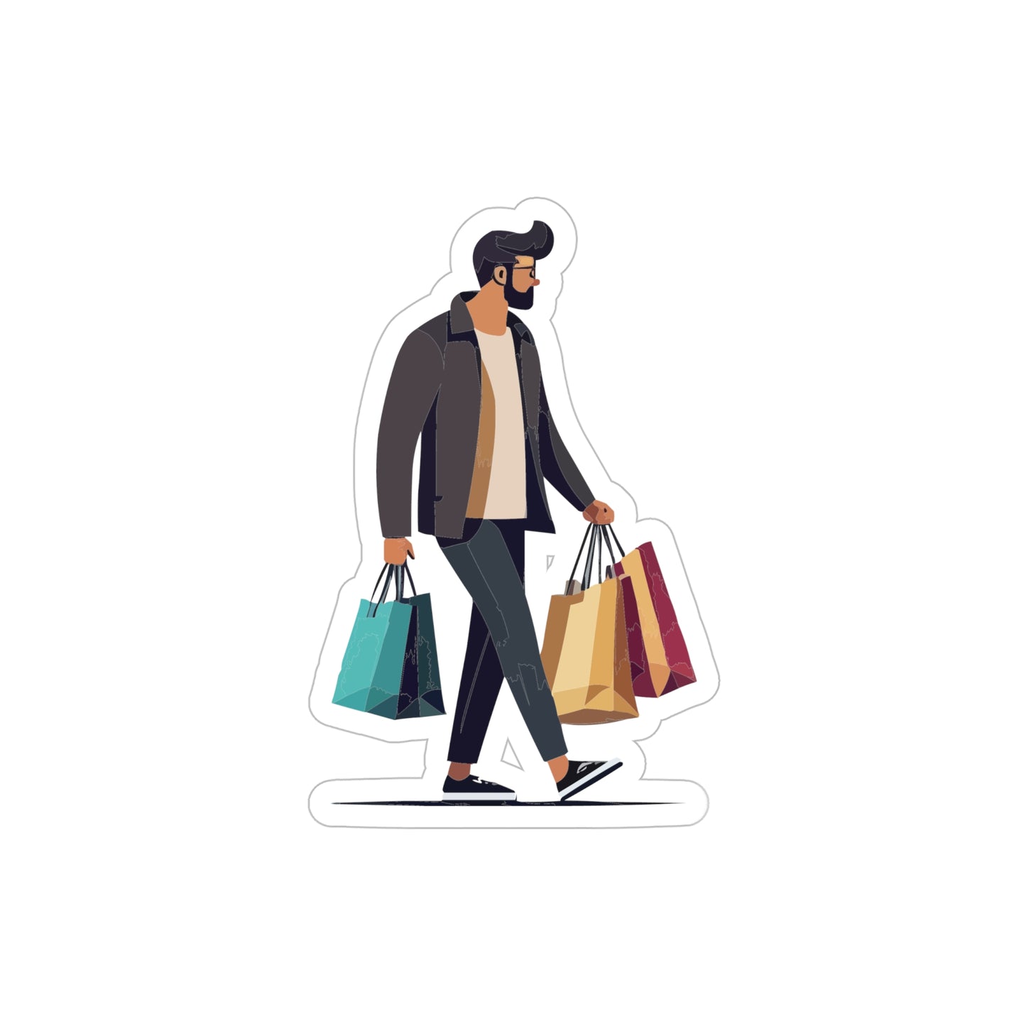 “Happy Shopper” Sticker | Fun Cartoon Guy