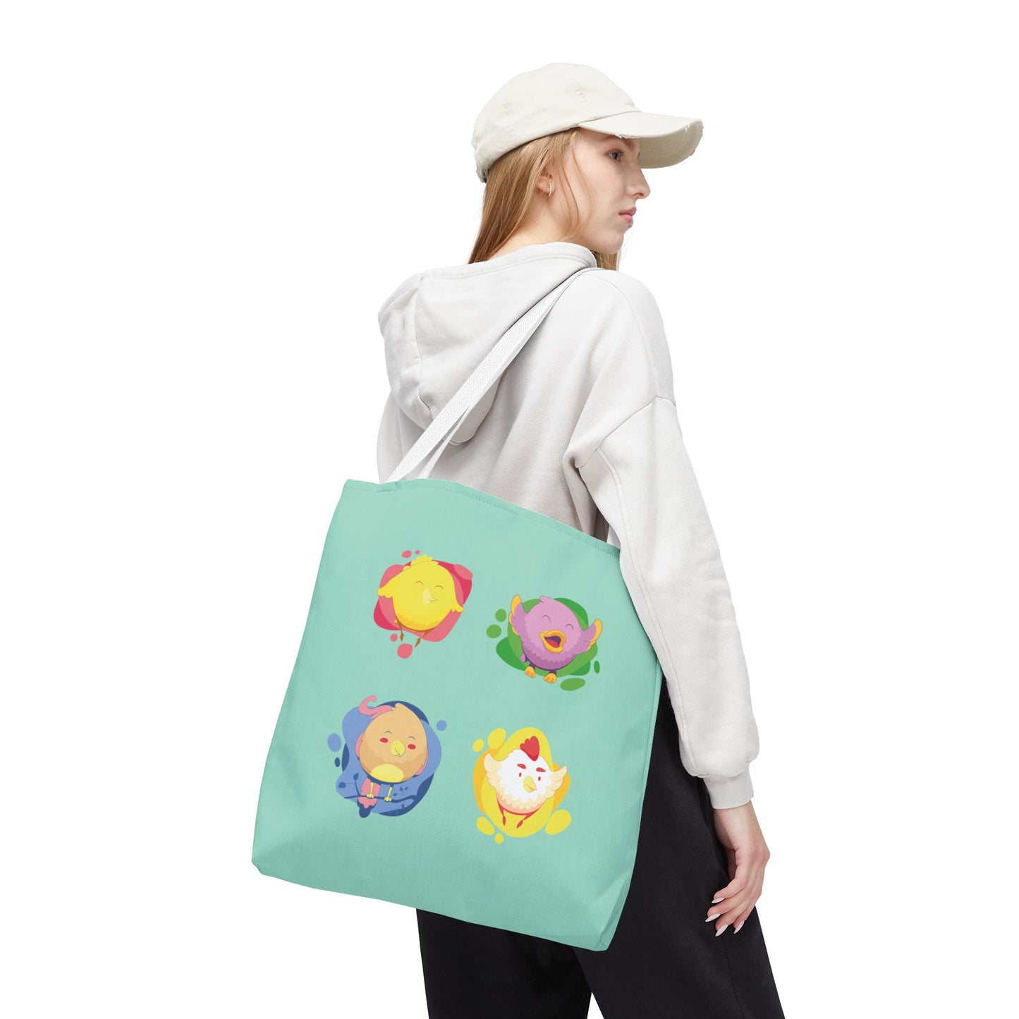 Happy Farm Friends | Cute Chicken & Parrot Tote Bag