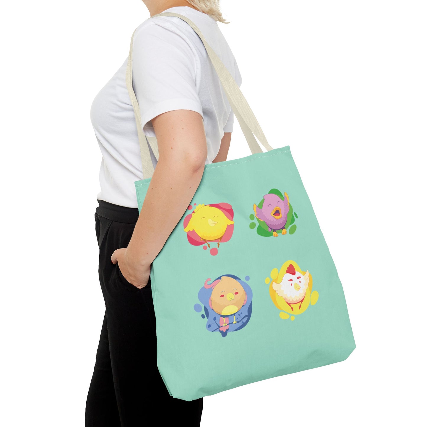 Happy Farm Friends | Cute Chicken & Parrot Tote Bag
