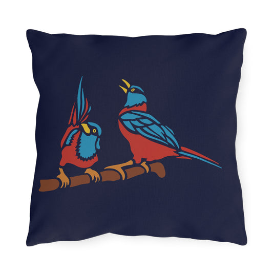 Two Digital Birds | Artistic Outdoor Decorative Pillow