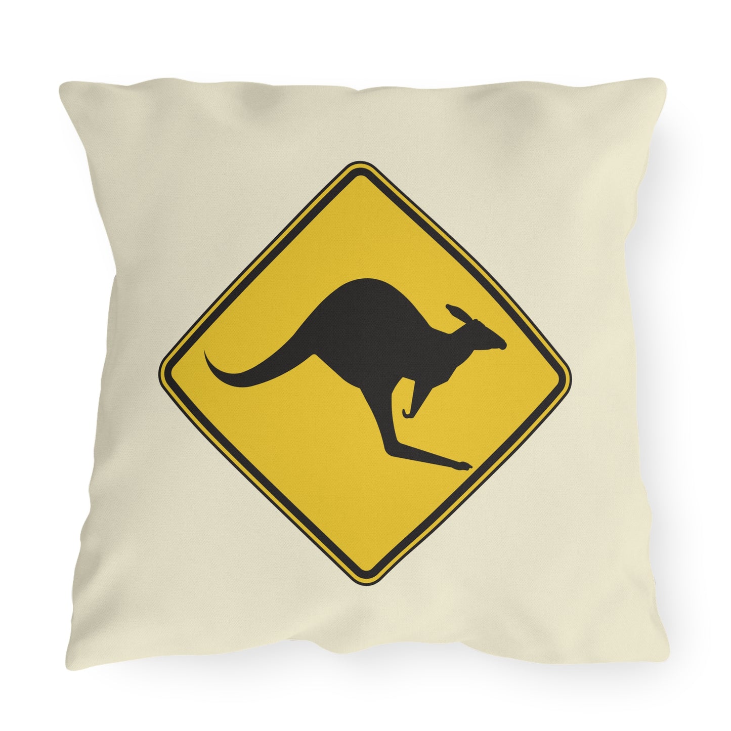 Kangaroo Warning Zone | Fun Artistic Outdoor Pillow for Playful Outdoor Spaces