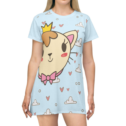 Cute Cat Vibes | Fun T-Shirt Dress for Sweet, Comfy & Playful Style Lovers